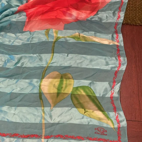 Vintage Oscar de la renta silk scarf. See photos floral striped - Picture 4 of 8